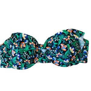 New J. Crew Halter Ratti Lotus Floral Underwire Bikini Top Green Women Size 36D